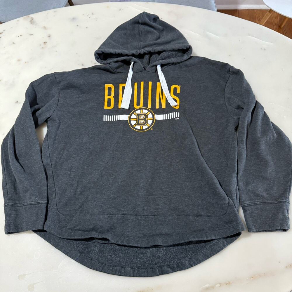Fanatics Brand Women's XL Boston Bruins Charcoal Gray Hoodie Logo Seeatshirt Hat